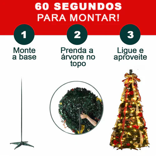 Árvore de Natal Retrátil de 2 Metros Completa.